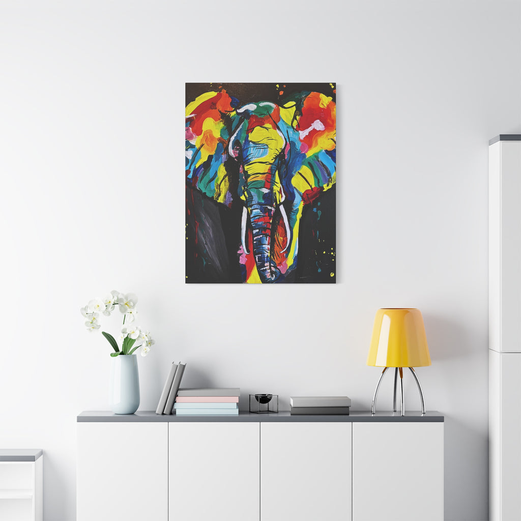 Colorful Elephant Canvas Wall Art — Vibrant Abstract Safari Print