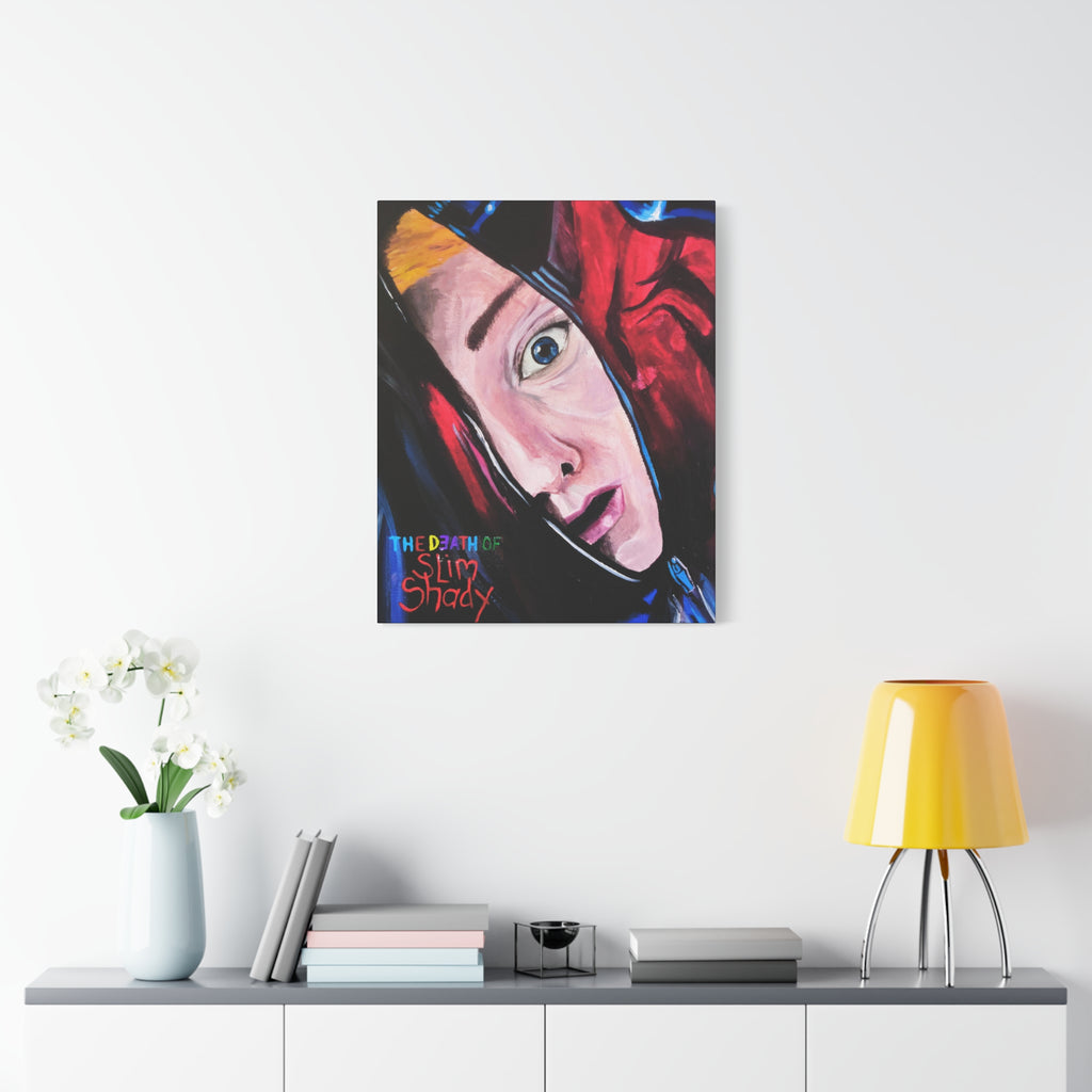 "The Death of Slim Shady" Album Cover Portrait with Acyrlic Paint Print (Stretched 1.25") Matte Canvas Print