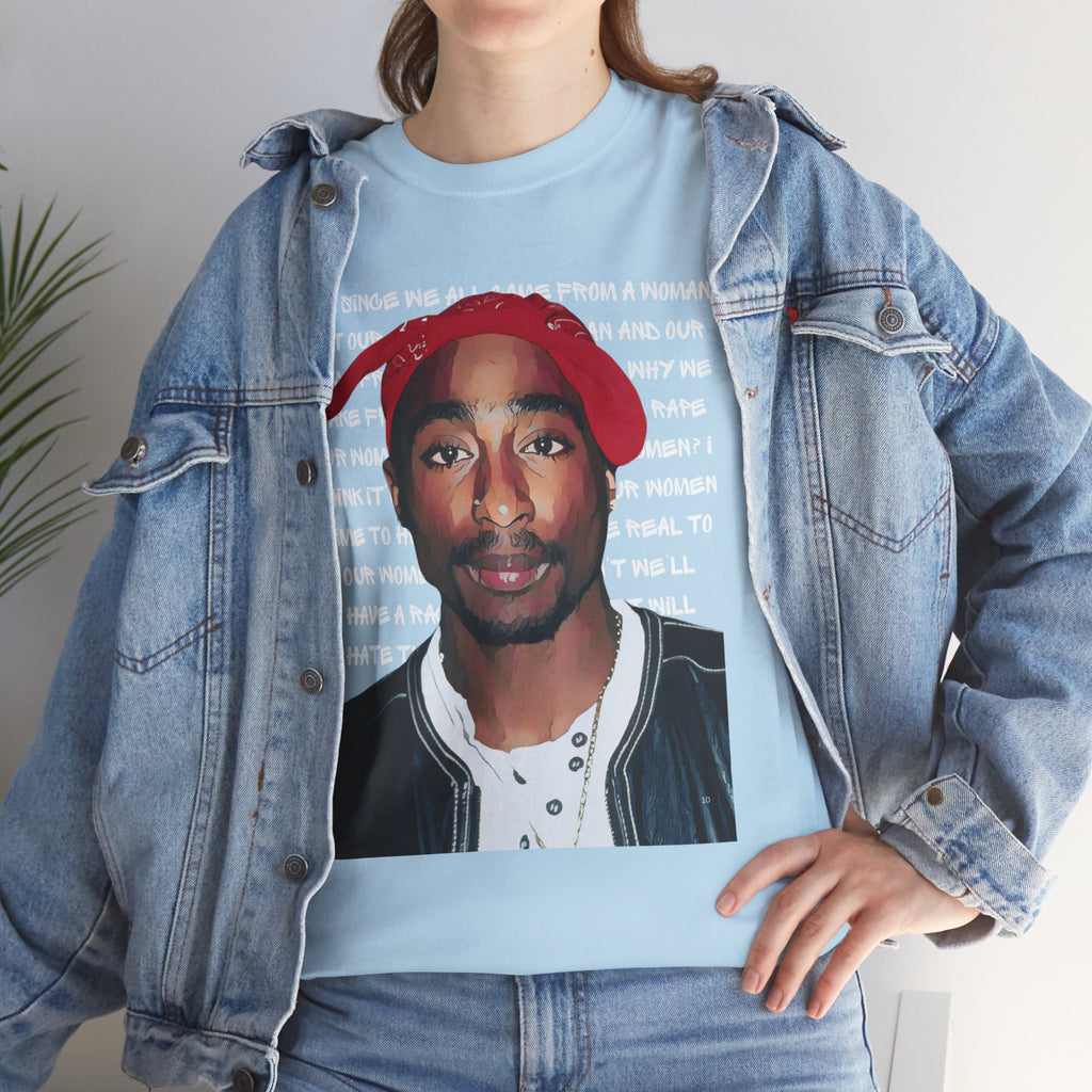 Pac Graphic Photo Tee with Keep Your Head Up Lyrics Text