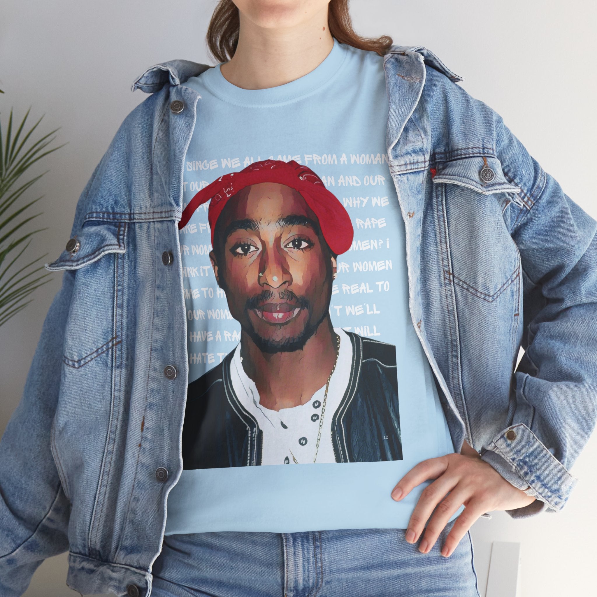 Pac Graphic Photo Tee with Keep Your Head Up Lyrics Text