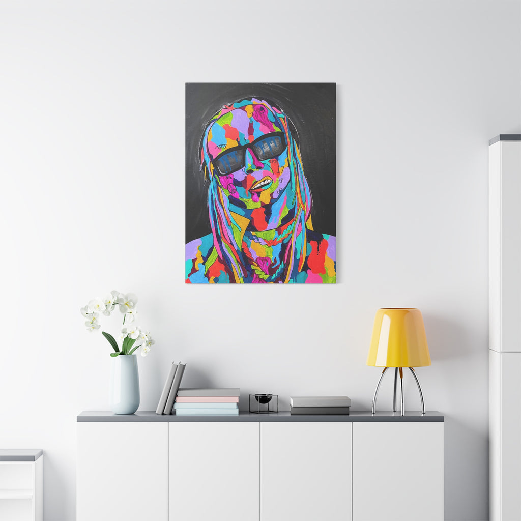 Rap Art - Lil' Wayne Urban Art Portrait Canvas — Colorful Matte Stretched Wall Art