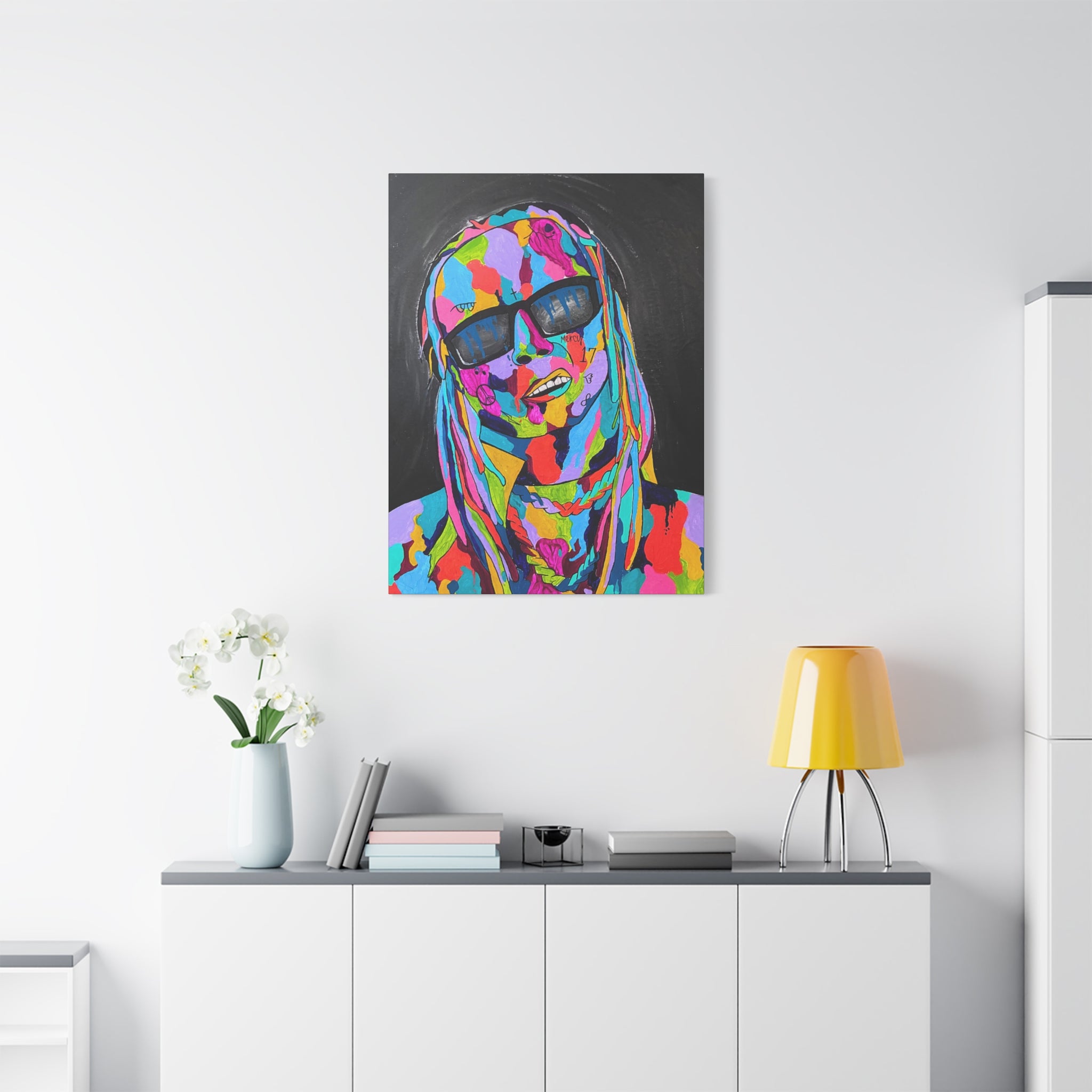 Rap Art - Lil' Wayne Urban Art Portrait Canvas — Colorful Matte Stretched Wall Art