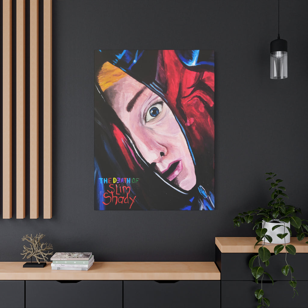 "The Death of Slim Shady" Album Cover Portrait with Acyrlic Paint Print (Stretched 1.25") Matte Canvas Print