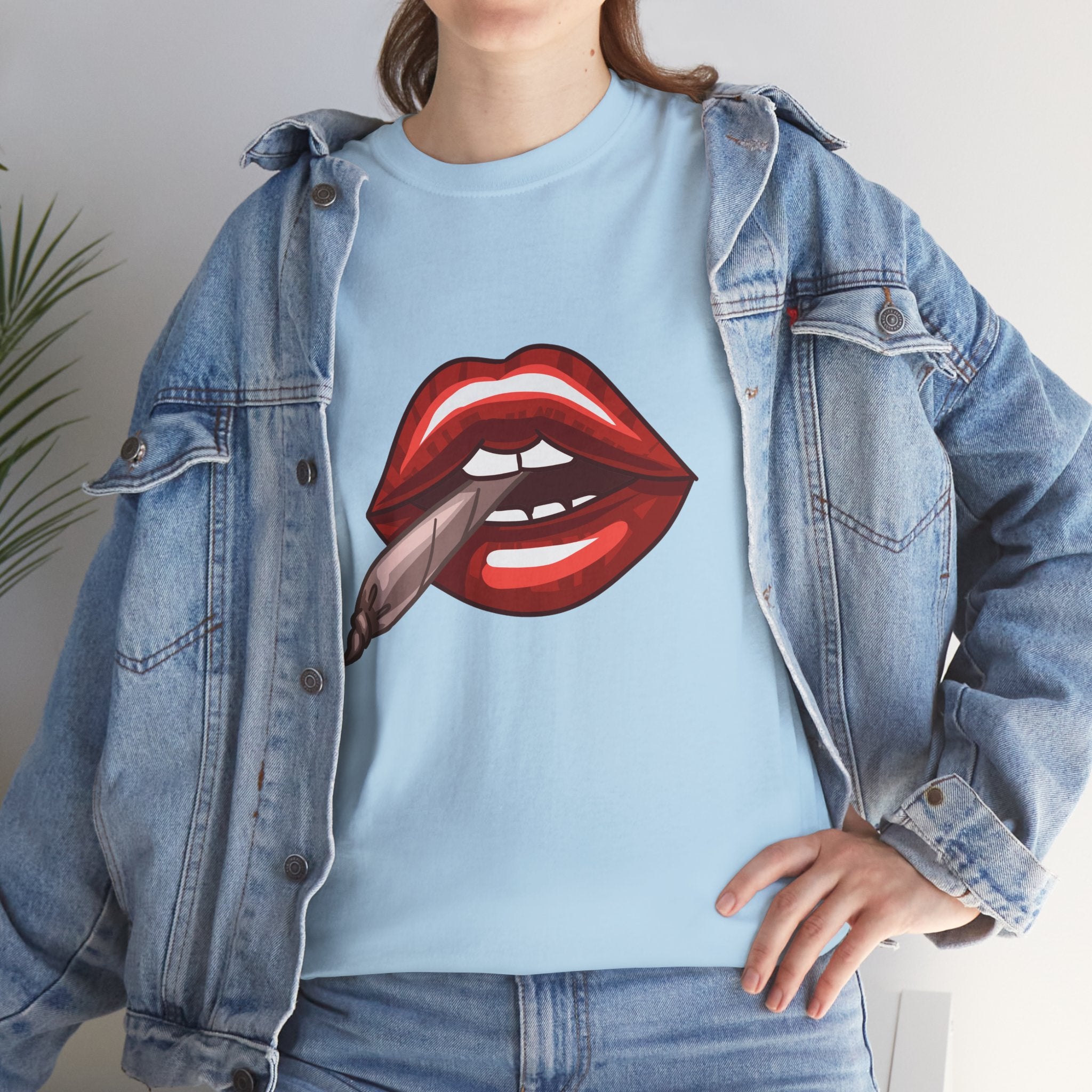 Graphic Tee — Red Lips Smoking Joint Design