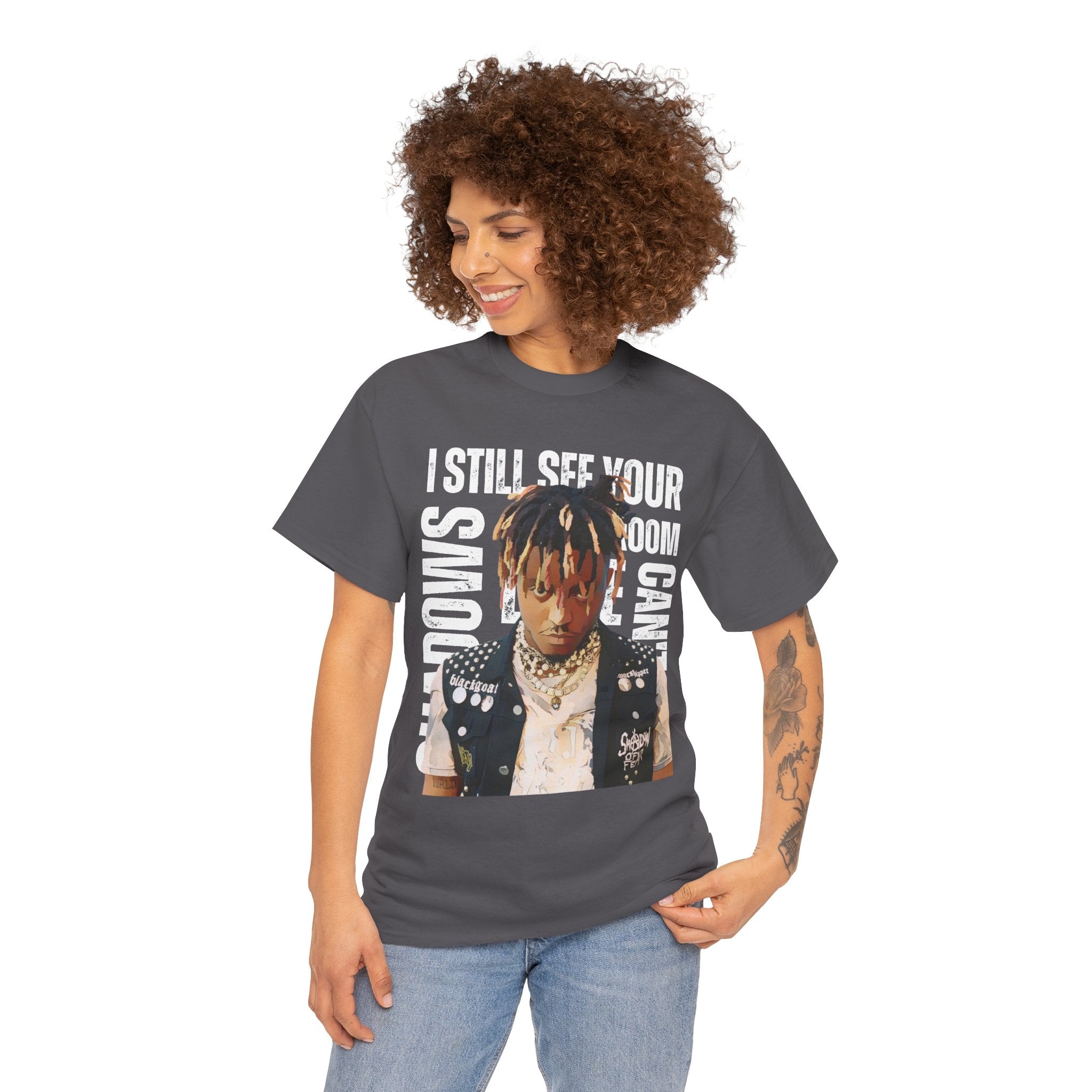 Juice WRLD Cartoon Design Tee — "I Still See Your Shadows in my Room" Graphic Shirt