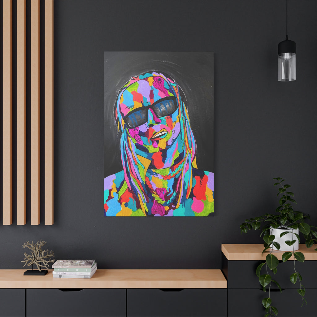 Rap Art - Lil' Wayne Urban Art Portrait Canvas — Colorful Matte Stretched Wall Art