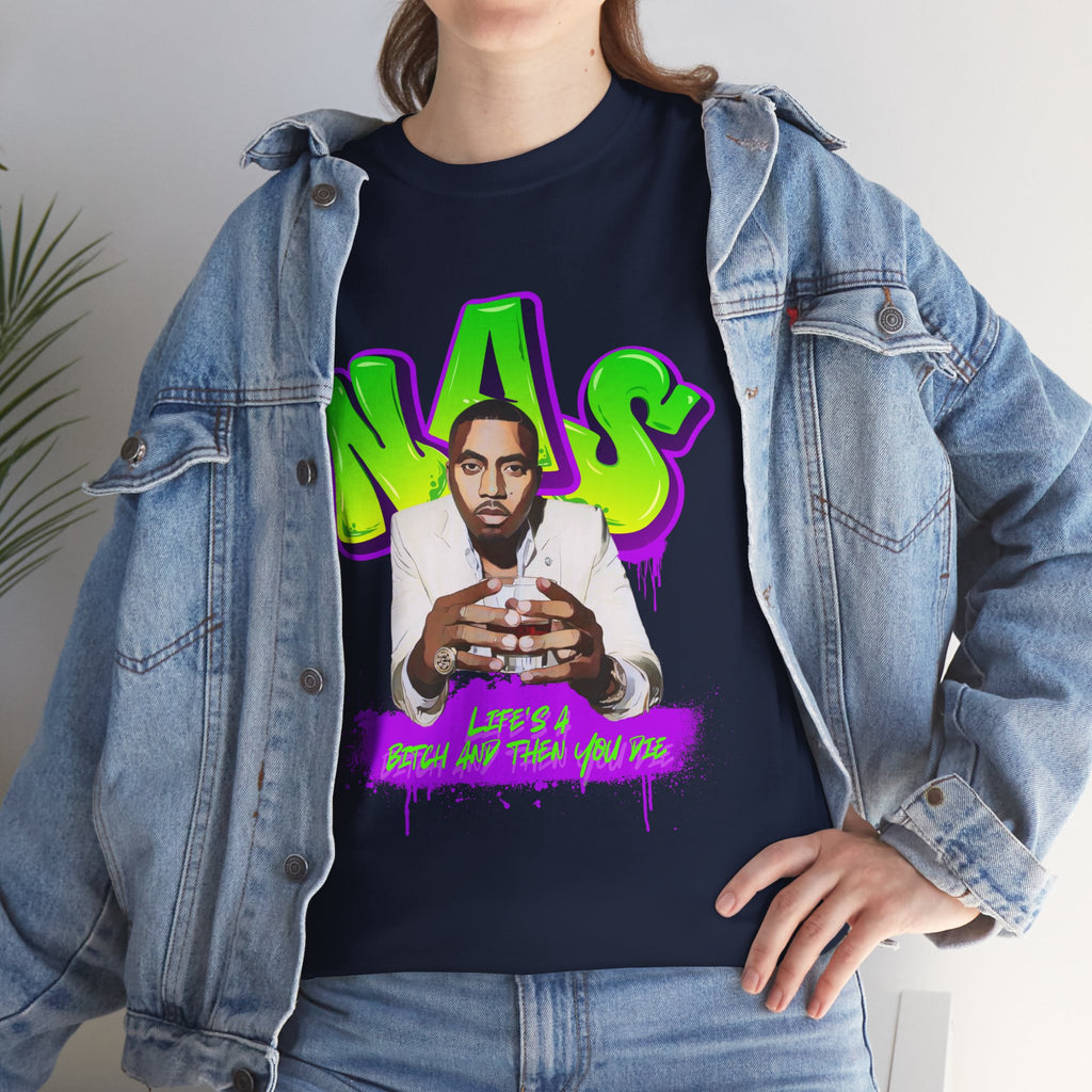 Nas Graphic Tee — Retro Graffiti Hip-Hop Tribute Shirt - Lifes a B*