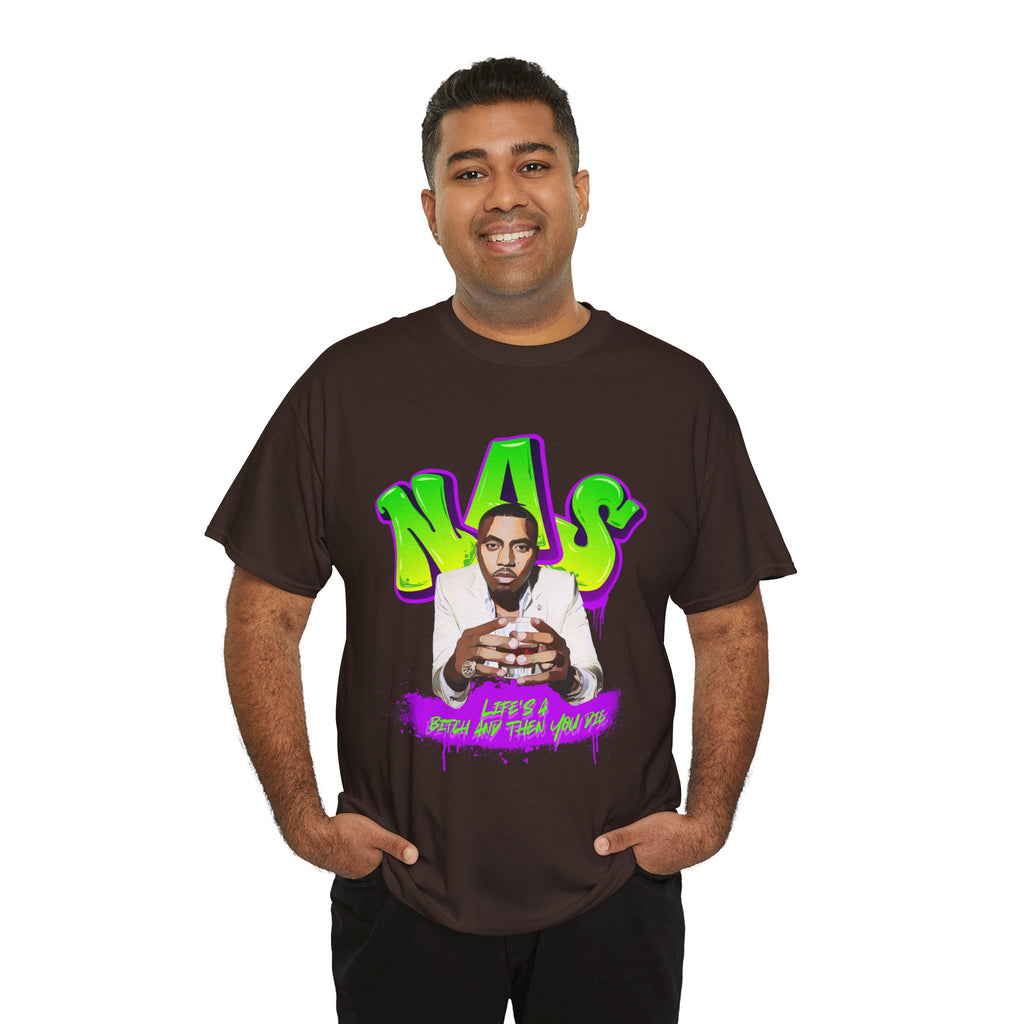 Nas Graphic Tee — Retro Graffiti Hip-Hop Tribute Shirt - Lifes a B*